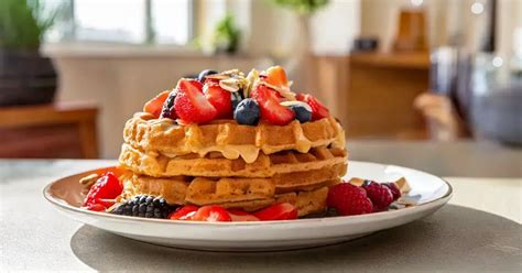 Protein-Waffeln mit Beeren und Erdnussbutter