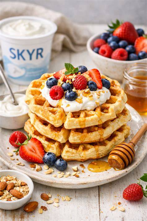 Proteinreiche Waffeln mit Skyr als Fitness-Food