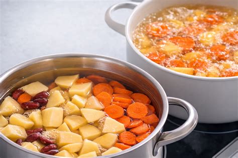 Prozessgrafik: Einstechen, Wässern, Ruhen, Kochen