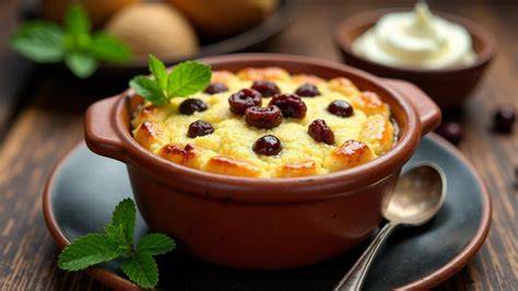 Pudding mit Löffel im Topf