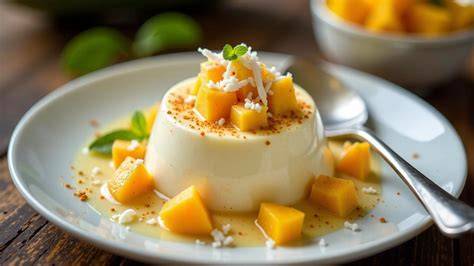 Pudding mit Mango-Aprikosen-Sauce