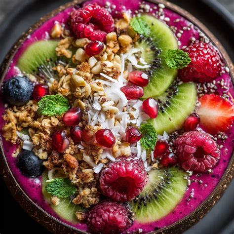 Pudding-Cake Bowl mit Früchten und Crunch