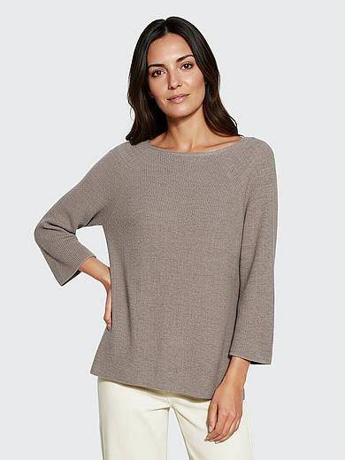 Pullover mit Croissant-Motiv auf hellgrauem Melange
