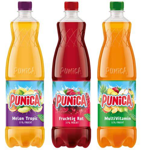 Punica Getränk Inhaltsstoffe Übersicht mit Markierung der Süßstoffe