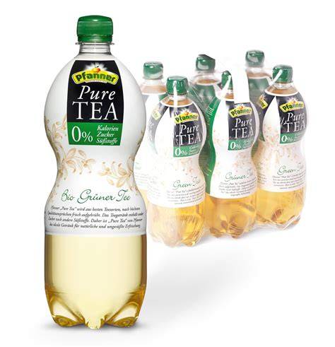 Pure Tea Grüner Tee Flasche und Zutaten (Grüntee, Zitrone)