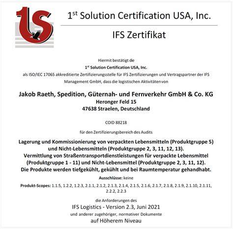 Qualitätssiegel und Zertifikate Storz (IFS, BRCGS)