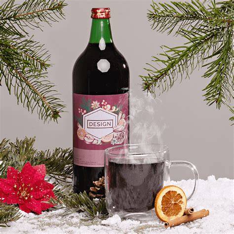 Qualitativer zuckerarmer Winzer-Glühwein - Flasche und Zutaten