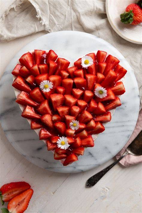Quark-Erdbeerkuchen in Herzform