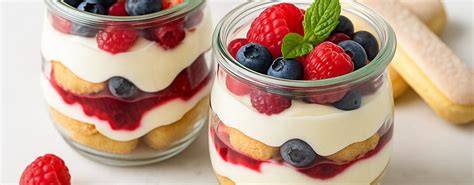 Quark-Sahne-Creme im Glas mit Beeren