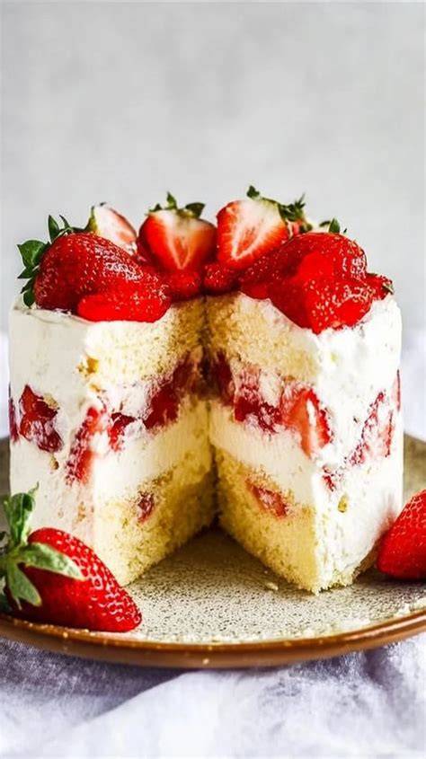 Quark-Sahne-Füllung mit frischen Erdbeeren