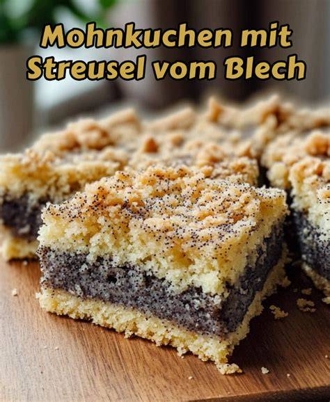 Querschnitt: Mürbeteigboden, cremige Mohnfüllung, knusprige Streusel mit Guss