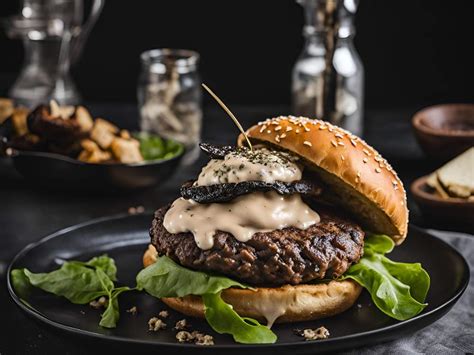 Querschnitt durch den perfekten Signature Trüffel Burger mit allen Lagen