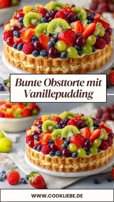 Querschnitt durch eine Obsttorte mit Mürbeteigboden und Biskuit