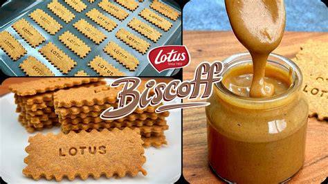 Querschnitt eines gefüllten Lotus Biscoff Cookies mit flüssigem Kern