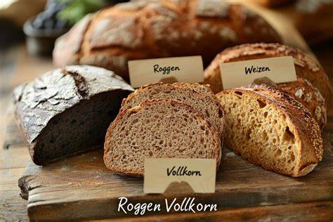 Querschnitt verschiedener Brötchensorten (Weizen, Roggen, Vollkorn)