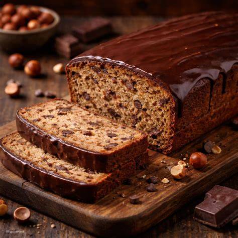 Rührkuchen mit Schokoglasur und Eiswaffeln