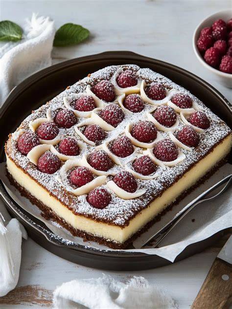 Raffaello Blechkuchen - fluffiger Boden, cremige Füllung, knuspriges Topping