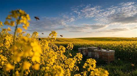 Rapsfelder und Imkerei in Norddeutschland