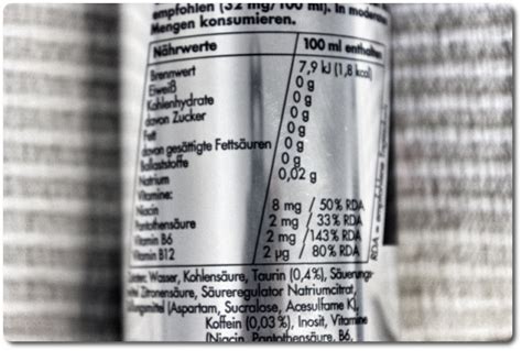 Red Bull Sugarfree Inhaltsstoffe und Zusammensetzung