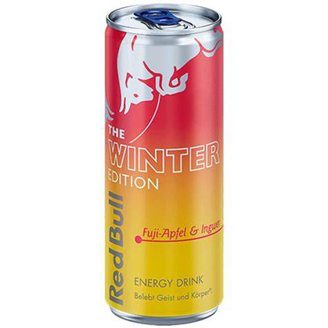 Red Bull Winter Edition Dose auf Schneehintergrund