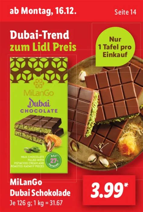 Regalansicht Dubai-Schokolade MilanGo bei Lidl