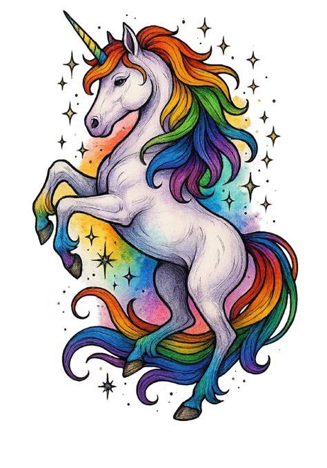 Regenbogenfarben und kreative Einhorn-Ausmaltechniken