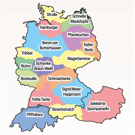 Regionale Bezeichnungen für Fruchtaufstriche: Karte D-A-CH