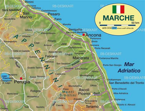 Regionale Karte: Le Marche und Umgebung