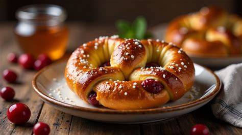 Rentier-Taler mit Brezeln und Cranberries