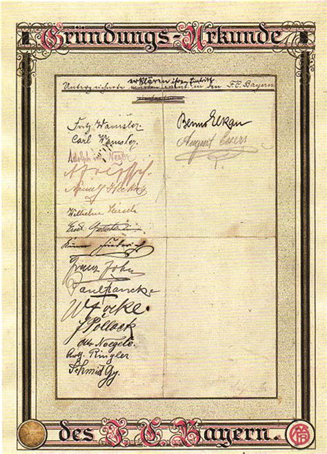 Replikat der Gründungsurkunde des FC Bayern Münchens von 1900