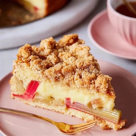 Rezeptillustration: Rhabarberkuchen mit Streuseln - Schritt für Schritt