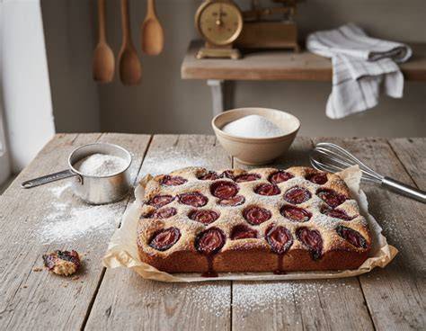 Rezeptkarten und Backzubehör beim Zwetschgenkuchen-Backen