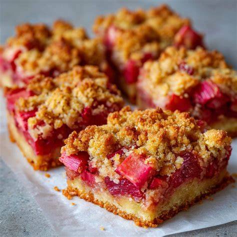 Rhabarber-Streuselkuchen angeschnitten