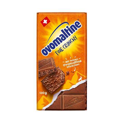 Riegel der Ovomaltine Fine Crunchy Dark Schokolade mit Crunch-Stückchen