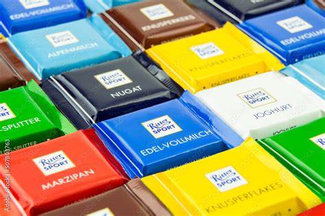 Ritter Sport Verpackungen in verschiedenen Farben