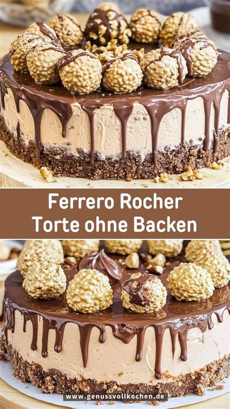 Rocher Torte geschichtet mit Creme und Rocher-Stücken