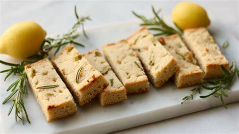 Rosmarin-Zitronen-Shortbread auf Tellern
