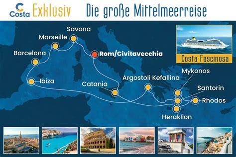 Route und Destinationen der Mittelmeerkreuzfahrt
