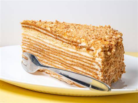 Russische Milchmädchen Torte, mehrschichtiger Anschnitt