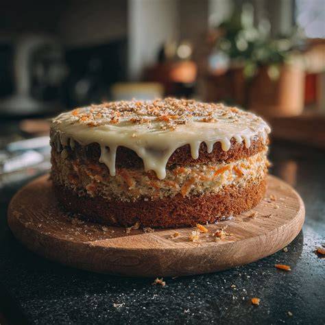 Rustikaler Apfel-Calvados-Rührkuchen mit Glasur auf Holzbrett