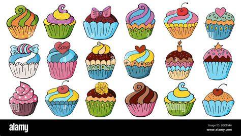 Süßes Gebäck: Muffins, Cupcakes und Kuchenstücke