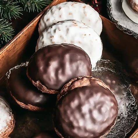 Saftige Elisenlebkuchen auf Oblaten, frisch glasiert