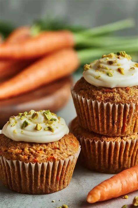 Saftige vegane Karotten-Muffins auf einem Brett
