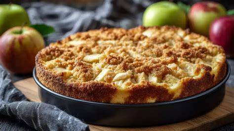 Saftiger Milchmädchen-Apfel-Kuchen frisch aus dem Ofen