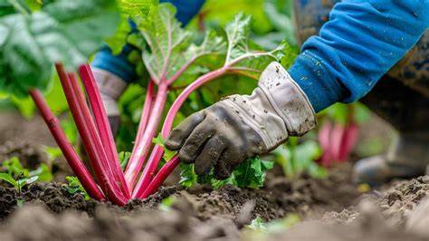 Saisonale Rhabarber-Ernte und Verwendung in Backrezepten