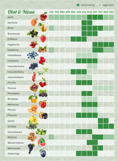 Saisonkalender für Früchte zur Marmeladeherstellung