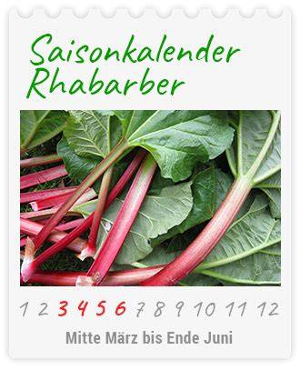 Saisonkalender für Rhabarber mit farbigen Markierungen April-Juni