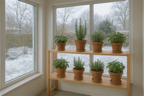 Salbei-Pflanze auf der Fensterbank im Topf
