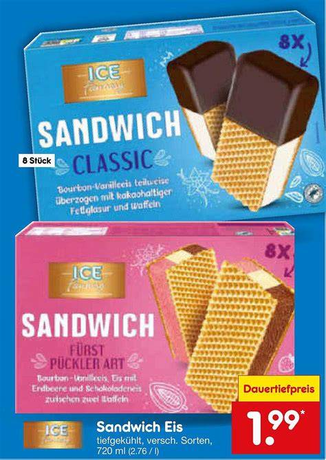 Sandwich Eis zuschneiden und anrichten