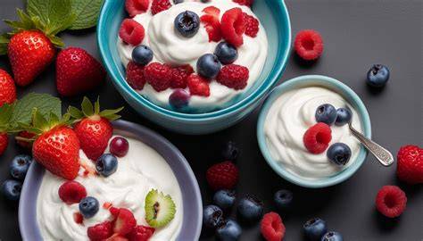 Schüssel Magerquark mit Beeren